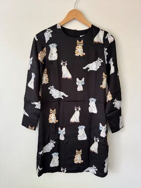 ✨NWT✨ PAUL & JOE SISTER Iziz Cats in Glasses Shift Dress in Noir Black Sz EU 34